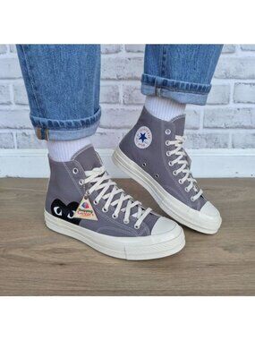 Comme Des Garçons Play Hearts Converse Chuck 70 Hi Women Shoes 10.5 Gray 171847C